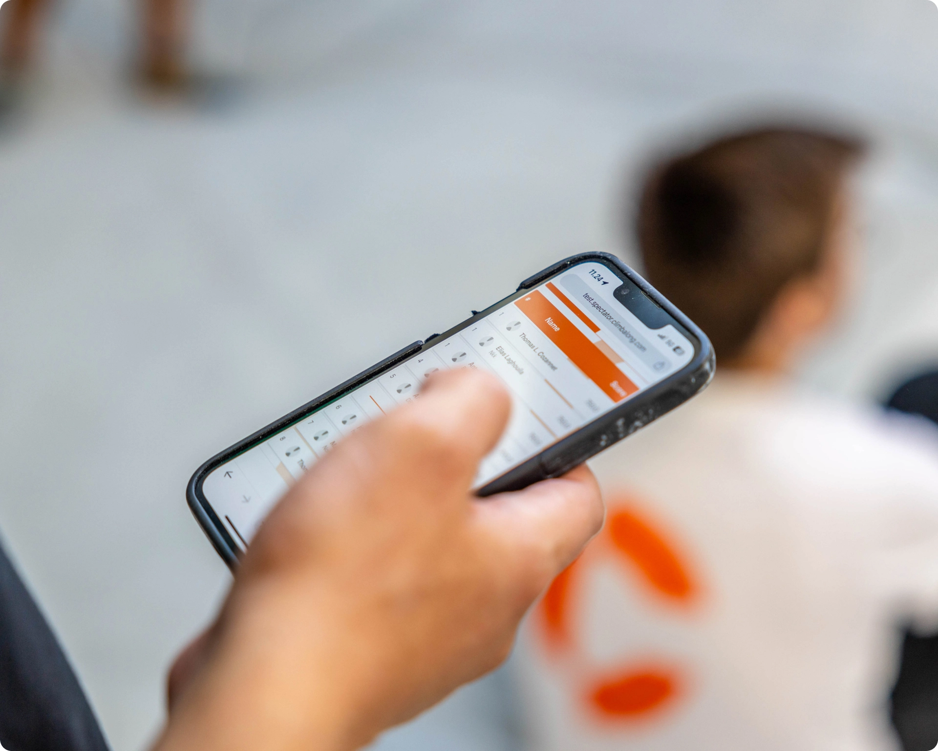 Live competition results on a spectator’s phone